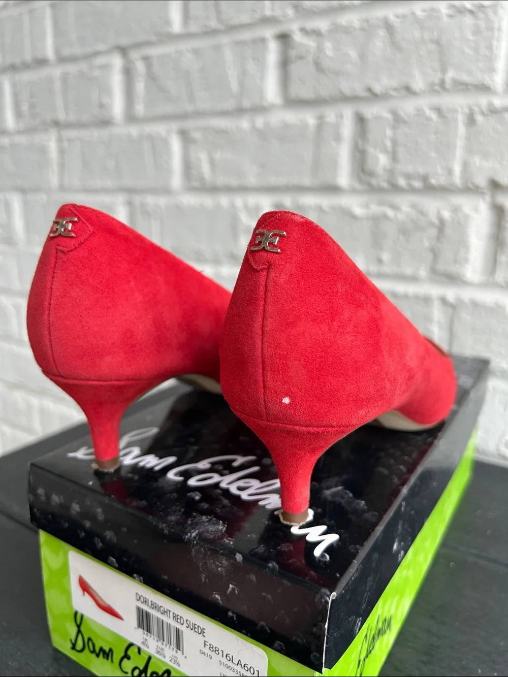 Sam Edelman Red Suede Pointed-Toe Heels - Picture 4 of 9